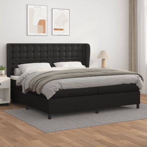 Lit Adulte - Lit à sommier tapissier avec matelas - Meuble de Chambre à Coucher - Noir 200x200 cm Similicuir XEJZT578171