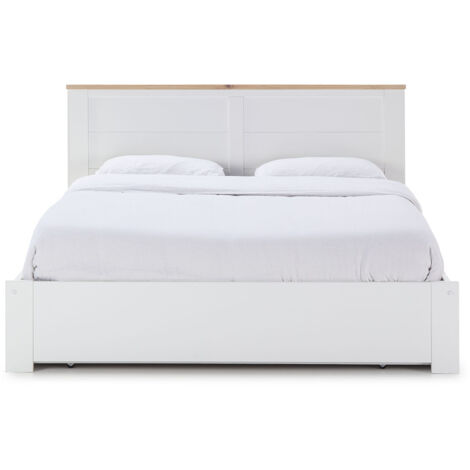 Lit adulte, lit double avec tiroirs coloris blanc, couchage 160 x 200 cm - Longueur 208 x Profondeur 173 x Hauteur 100 cm