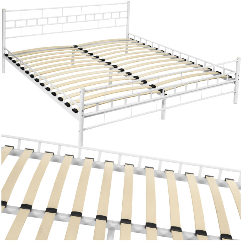 Lit design moderne avec sommier - 200 x 180 cm, blanc Lit design moderne avec sommier - 200 x 180 cm, blanc