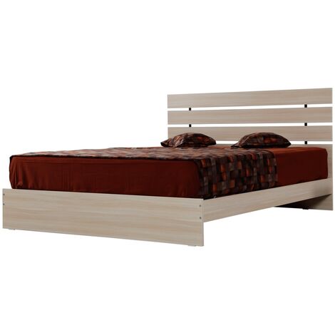 Lit adulte moderne bois chêne clair Marka - 7 tailles-90x200