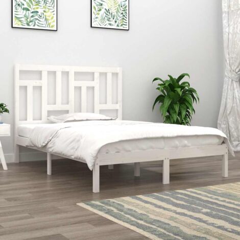 Lit adulte Moderne - Cadre de lit pour Adultes, Enfants pour Couchage Blanc Bois de pin massif 140x190 cm -30627
