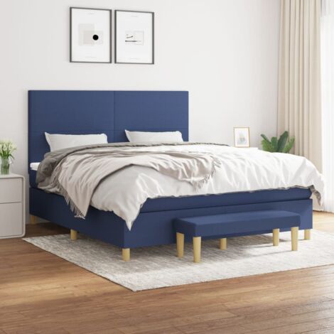 Lit Adulte moderne, Lit à sommier tapissier avec matelas Bleu 180x200 cm Tissu GSW76994