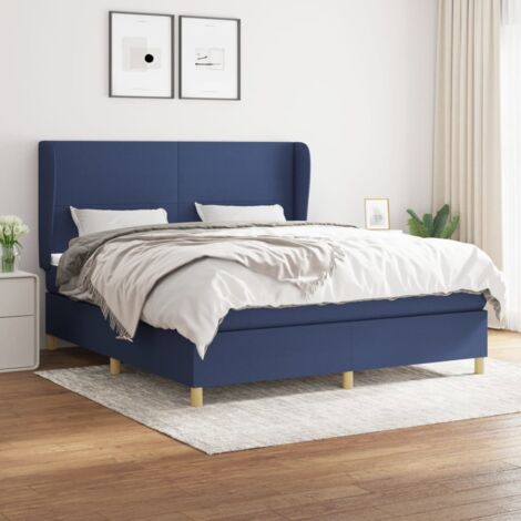 Lit Adulte moderne, Lit à sommier tapissier avec matelas Bleu 180x200 cm Tissu GSW89161
