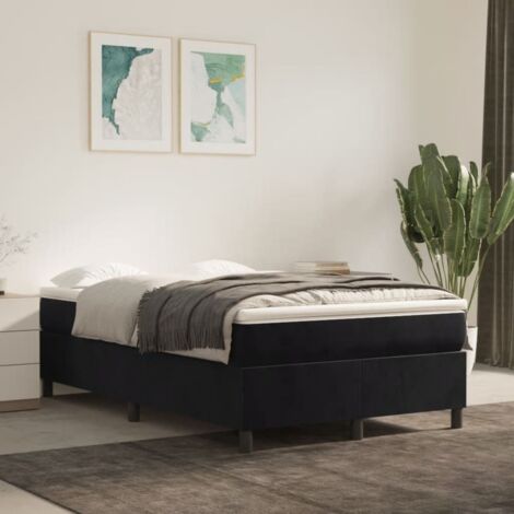 Lit Adulte moderne, Lit à sommier tapissier avec matelas Noir 120x200 cm Velours GSW21481