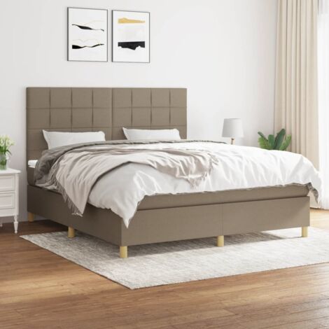Lit Adulte moderne, Lit à sommier tapissier avec matelas Taupe 180x200 cm Tissu SDG92068
