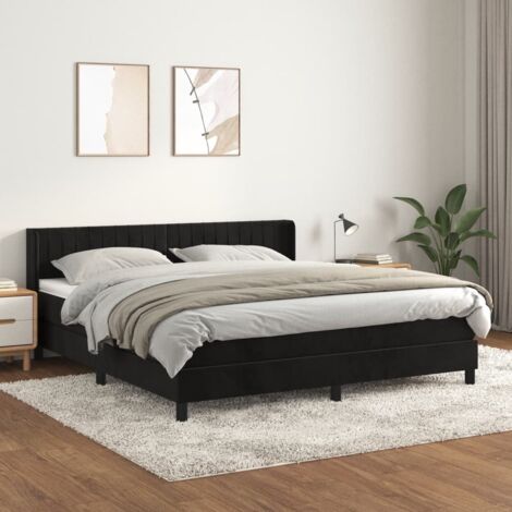 Lit adulte Moderne,Lit à sommier tapissier et matelas Noir 160x200 cm Velours -87650