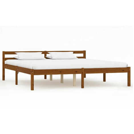 Lit adulte pin massif foncé Dorma 160x200 cm