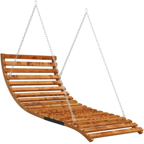 Lit adulte pour 1 personnes, Structure de lit, Assemblage Facile, Lit balançoire Bois courbé avec finition en teck 115x147x46 cm OIB3846E