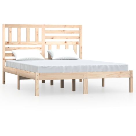 Lit adulte pour 2 personnes, Structure de lit, Assemblage Facile, Bois de pin massif 140x190 cm OIB4263E