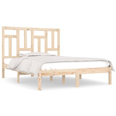 Lit adulte pour 2 personnes, Structure de lit, Assemblage Facile, Bois de pin massif 140x190 cm OIB4695E