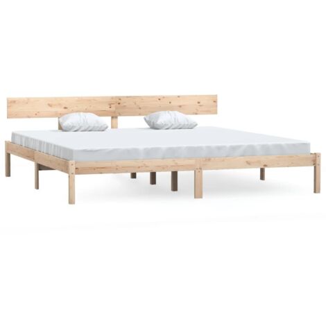 Lit adulte pour 2 personnes, Structure de lit, Assemblage Facile, Bois de pin massif 180x200 cm UK Super King OIB9912E