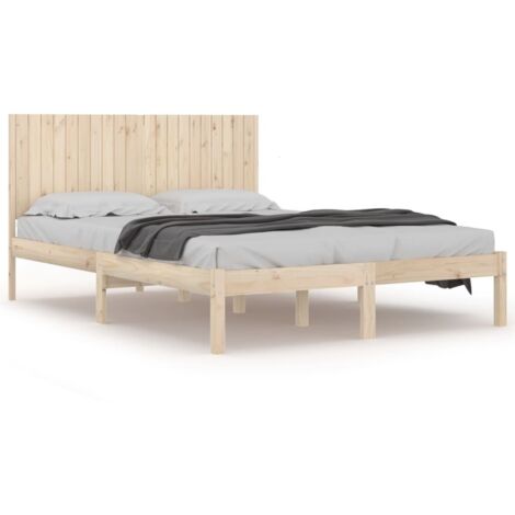 Lit adulte pour 2 personnes, Structure de lit, Assemblage Facile, Bois de pin massif 200x200 cm OIB5465E