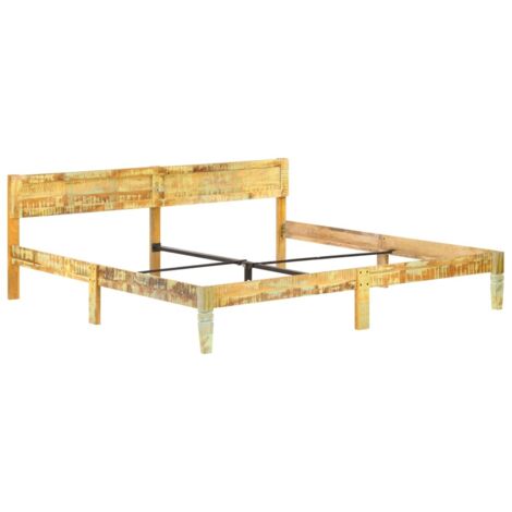 Lit adulte pour 2 personnes, Structure de lit, Assemblage Facile, Bois de récupération massif 200x200 cm OIB2605E