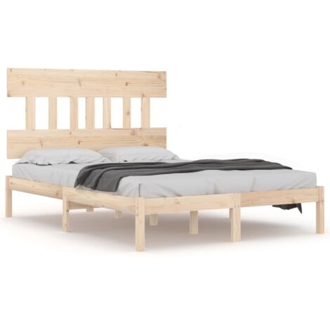 Lit adulte pour 2 personnes, Structure de lit, Assemblage Facile, Bois massif 120x190 cm Petit Double OIB2780E