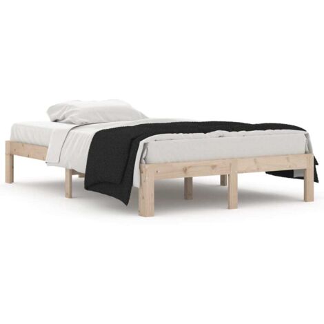 Lit adulte pour 2 personnes, Structure de lit, Assemblage Facile, Bois massif 120x190 cm Petit double OIB6155E