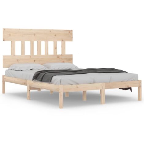 Lit adulte pour 2 personnes, Structure de lit, Assemblage Facile, Bois massif 140x190 cm OIB5271E