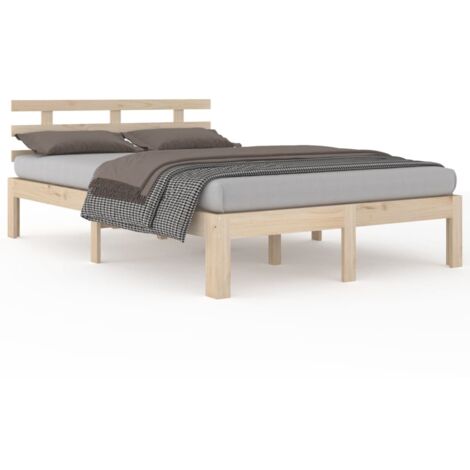 Lit adulte pour 2 personnes, Structure de lit, Assemblage Facile, Bois massif 200x200 cm OIB9896E