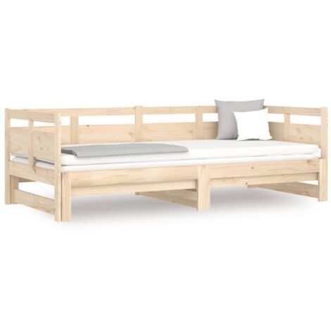 Lit adulte pour 2 personnes, Structure de lit, Assemblage Facile, Lit coulissant Bois de pin solide 2x(90x190) cm OIB7941E