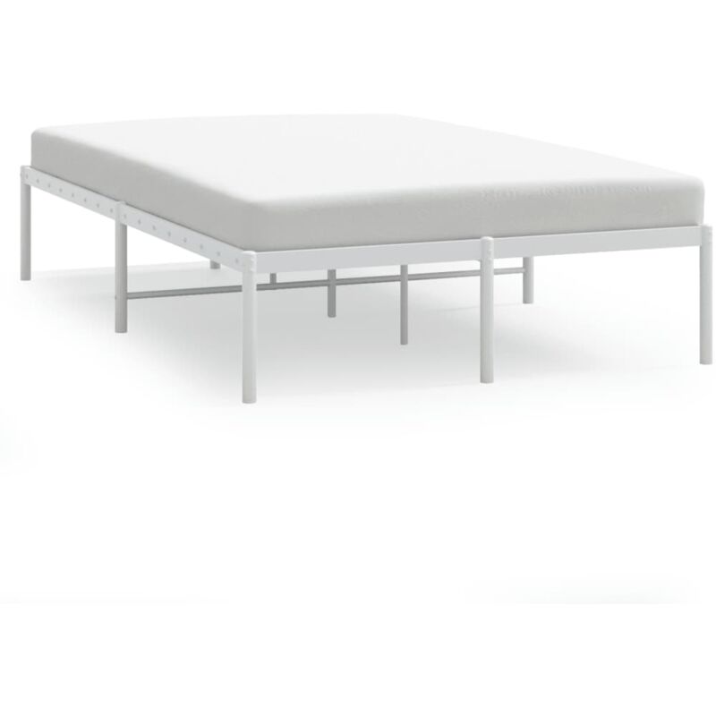 Bonnevie - Lit adulte pour 2 personnes, Structure de lit, Assemblage Facile, métal blanc 120x190 cm OIB5804E - Blanc