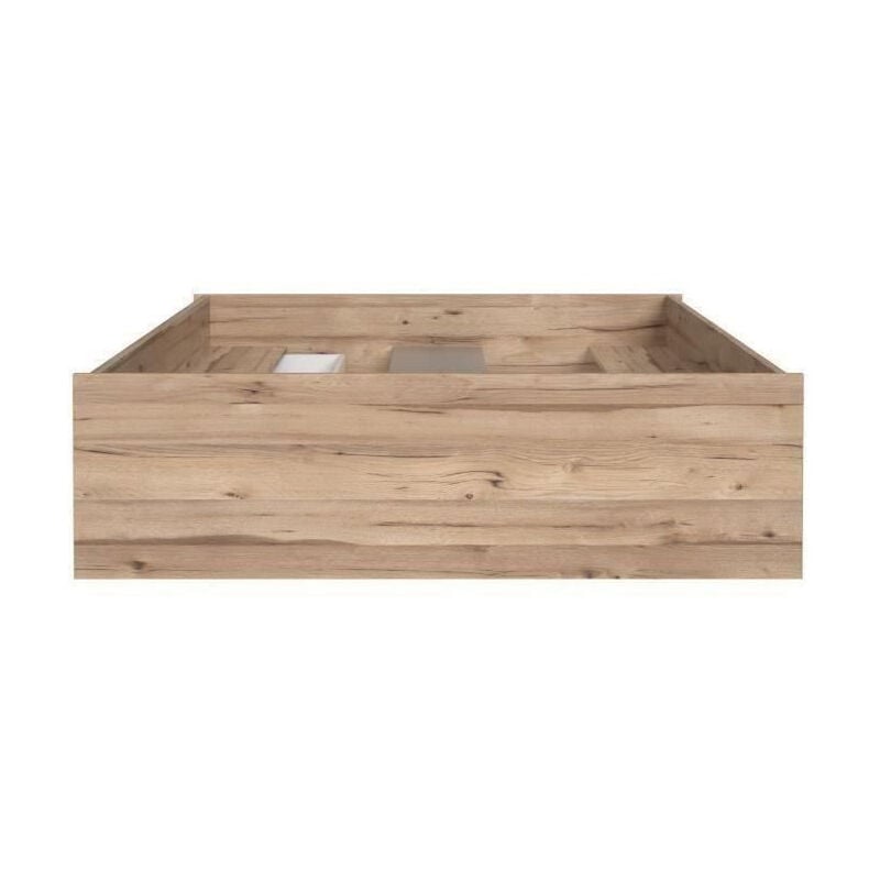 FINLANDEK Lit adulte VANKKA scandinave decor chene et blanc mat - l 140 x L 190 cm