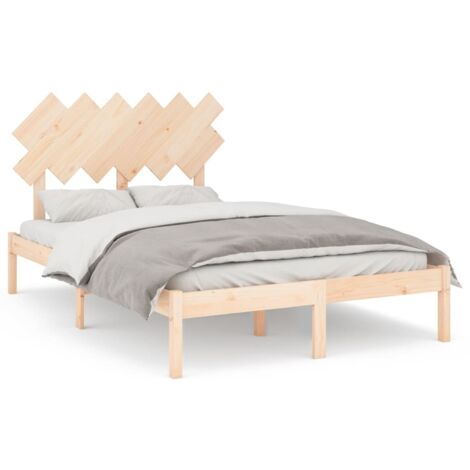Lit adulte Scandinave  Lit Grand Cadre de lit 120x200 cm Bois massif FR19952