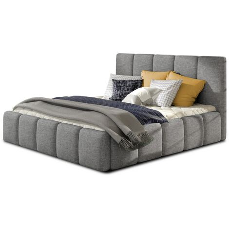 Lit adulte Vika – Tissu capitonné-Gris-160x200