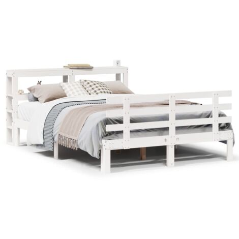Lit adulte，Cadre de lit avec tête de lit sans matelas blanc 120x190 cm CFW6716807