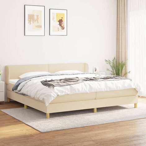 Lit adulte,Lit avec Sommier et Matelas confortable pour Chambre,Ensemble Lit à sommier tapissier Crème 200x200 cm Tissu -BVN81525