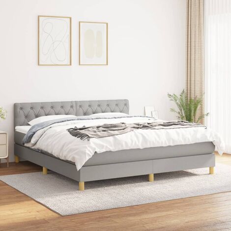 Lit adulte,Lit avec Sommier et Matelas confortable pour Chambre,Ensemble Lit à sommier tapissier Gris clair 160x200cm Tissu -BVN43379