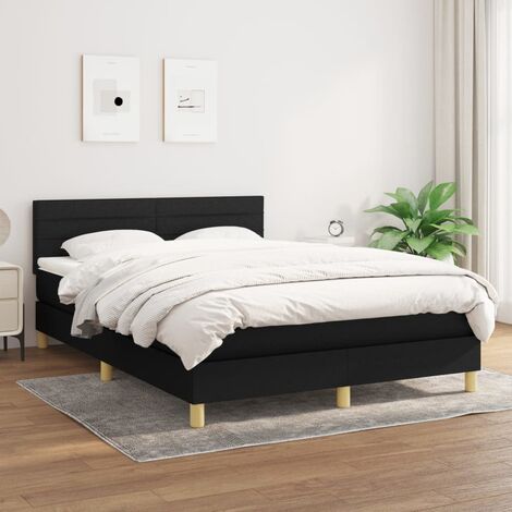 Lit adulte,Lit avec Sommier et Matelas confortable pour Chambre,Ensemble Lit à sommier tapissier Noir 140x190 cm Tissu -BVN47953
