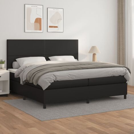 Lit adulte,Lit avec Sommier et Matelas confortable pour Chambre,Ensemble Lit à sommier tapissier Noir 200x200 cm Similicuir -BVN16768