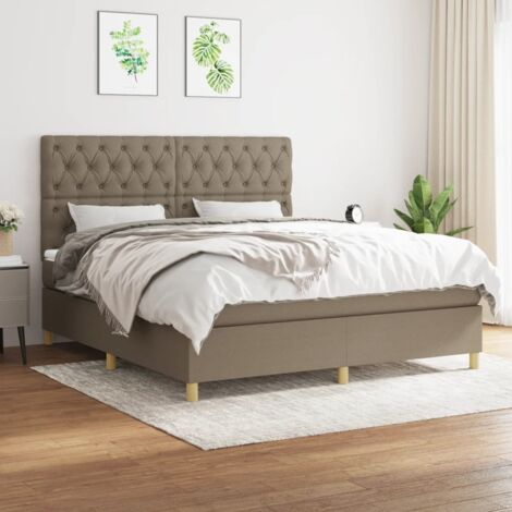 Lit adulte,Lit avec Sommier et Matelas confortable pour Chambre,Ensemble Lit à sommier tapissier Taupe 160x200 cm Tissu -BVN13245