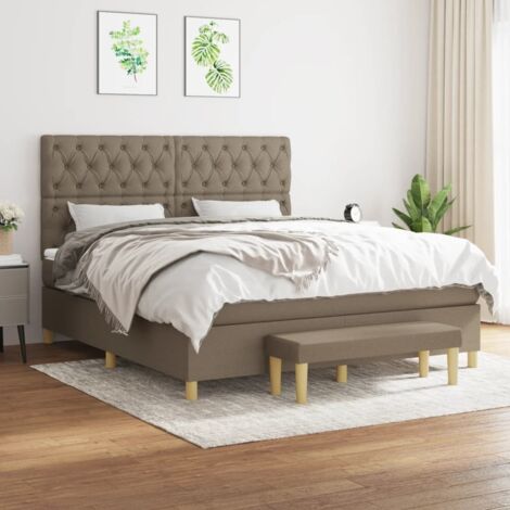 Lit adulte,Lit avec Sommier et Matelas confortable pour Chambre,Ensemble Lit à sommier tapissier Taupe 160x200 cm Tissu -BVN86201
