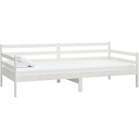 Lit Adulte，Lit Blanc Bois de pin massif 90x200 cm CWV60294