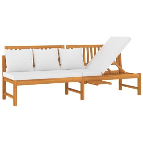 Lit adulte，Lit de jour avec coussin crème 200x60x75cm Bois d'acacia solide235985