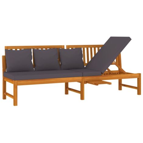 Lit adulte，Lit de jour avec coussin gris 200x60x75 cm Bois d'acacia solide372463