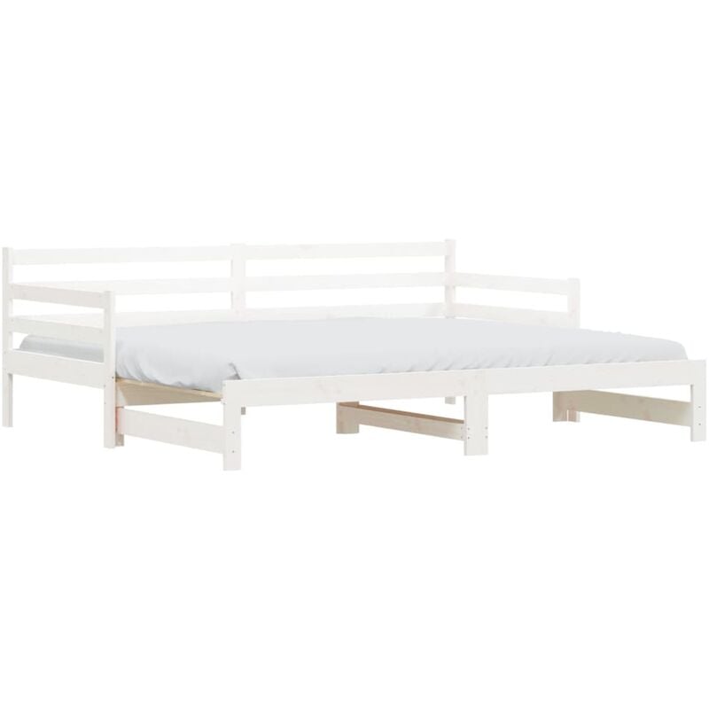 Lit de jour avec lit gigogne blanc 90x200 cm bois de pin massif Vidaxl White