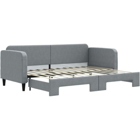 Lit adulte,Lit de jour avec lit gigogne gris clair 80x200 cm tissu603628