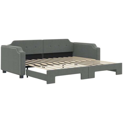 Lit adulte,Lit de jour avec lit gigogne gris foncé 100x200 cm tissu251964