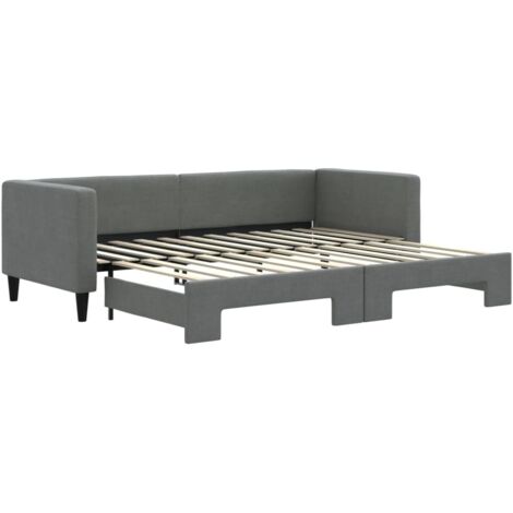 Lit adulte,Lit de jour avec lit gigogne gris foncé 80x200 cm tissu655605