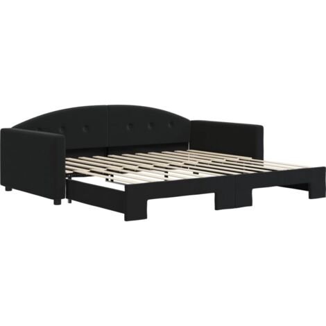 Lit adulte，Lit de jour avec lit gigogne noir 100x200 cm velours804617