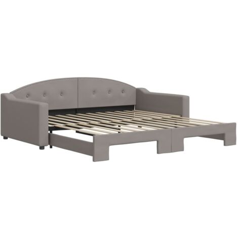Lit adulte，Lit de jour avec lit gigogne taupe 100x200 cm tissu325057