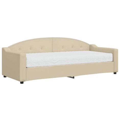 Lit adulte，Lit de jour avec matelas crème 80x200 cm tissu910920