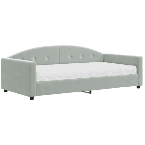 Lit adulte，Lit de jour avec matelas gris clair 100x200 cm velours431537