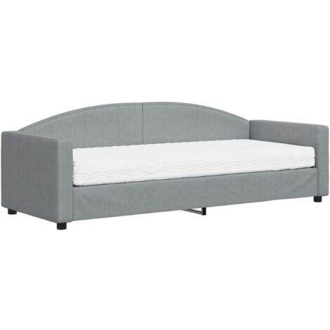 Lit adulte，Lit de jour avec matelas gris clair 80x200 cm tissu830439