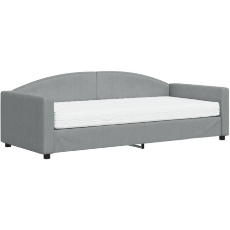 Lit adulte，Lit de jour avec matelas gris clair 90x200 cm tissu610846