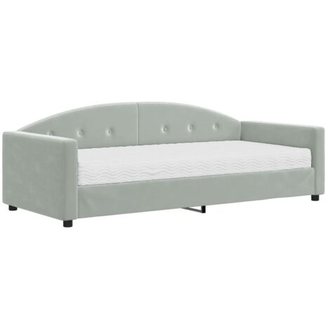 Lit adulte，Lit de jour avec matelas gris clair 90x200 cm velours600593