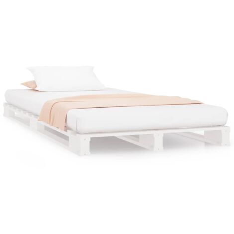 Lit Adulte，Lit de palette Blanc 90x190 cm Bois de pin massif Simple CWV94479