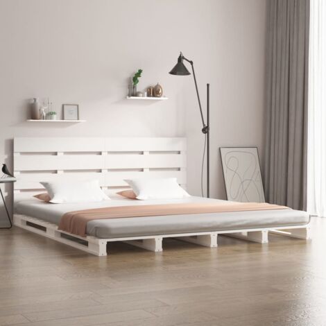 Lit Adulte，Lit double，Cadre de lit blanc 160x200 cm bois de pin massif CWV22193 CFW704680