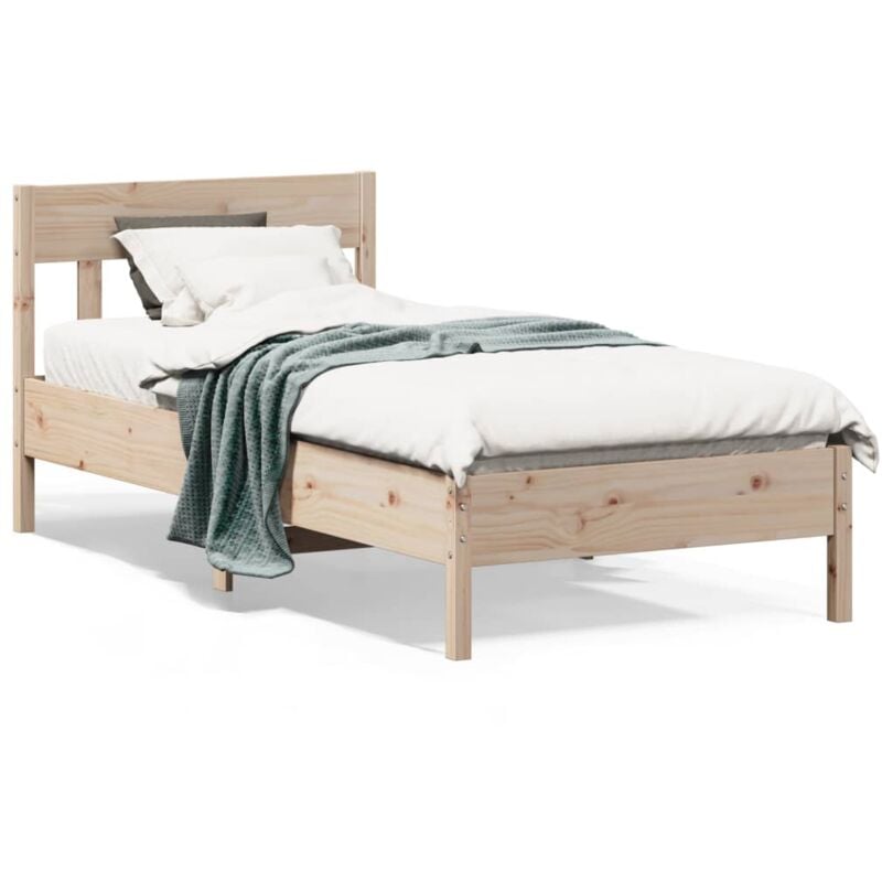 Lit Adulte,Lit simple,Cadre de lit avec tête de lit 90x190 cm bois de pin massif CFW796986 CFW626232